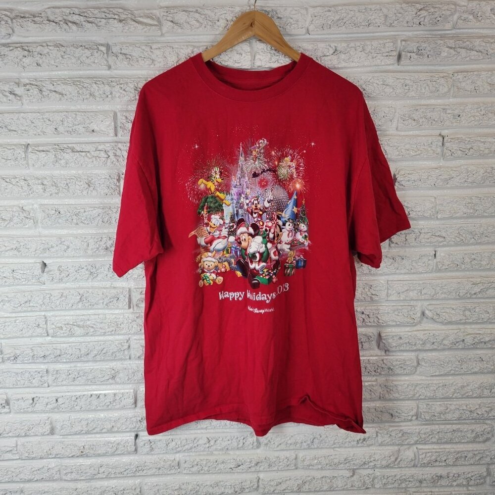 Disney Christmas Red T-Shirt Unisex 2XL Men 3XL Women Plus 100% Cotton NOV163E